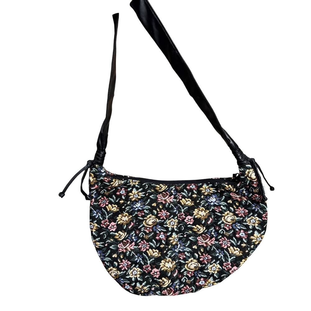 Vintage American Heritage Holiday Fair Shoulder bag Stitched Floral With Zipper